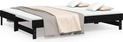 Obrázek produktu pro vidaXL Rozkládací postel černá 2x(80x200) cm Masivní borovicové dřevo