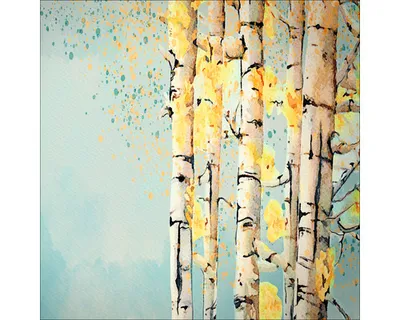 Produktbild von Glasbild mit Birken-Motiv im Skandinavischen Stil, Mehrfarbig, 20x20 cm