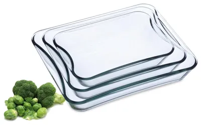 3er-Set rechteckige Auflaufformen aus Borosilikatglas, 1,5–3,5 L