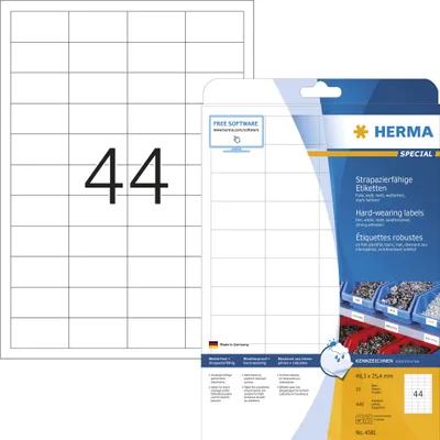 Obrázek produktu pro HERMA 4581, Bílá, Samolepicí štítek, A4, Obdélník, 440 kusů, 10 kusů