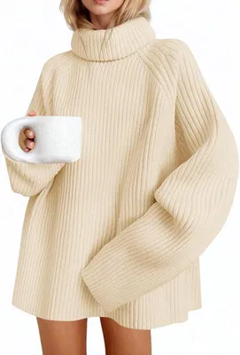 Rollkragenpullover - Lange Ärmel - Fein gestrickt - Lässig - Bequemes Material