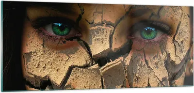 Produktbild von Bilder auf glas - Frau Gesicht Haut geknackt - 100x40cm - Glasbilder - Wandbilder - Kunstdruck - zum Aufhängen bereit - Wanddekoration aus Glas - Glas Bilder - Wandbild auf Glas - GAB100x40-0267