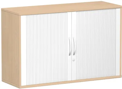 Produktbild von Geramöbel Querrollladenschrank Oberboden 25 mm, mit Standfüßen, abschließbar, 1200x425x798, Silber/braun, S-312210-SB