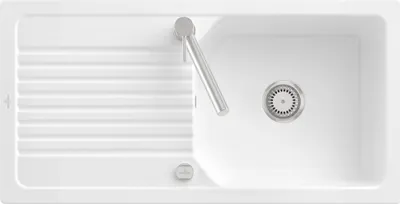 Produktbild von Villeroy & Boch 338602R1 Linara 60 Einbauspüle Unterschrankbreite ab 60 cm mit Excenterbetätigung Weiß Alpin CeramicPlus  - inkl.