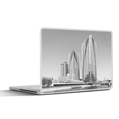 Produktbild von MuchoWow® Laptop Aufkleber Sticker Cover s Apartmenthaus in Tokio in Schwarz-Weiß 30x21 cm - Sticker für Laptop - Selbstklebend
