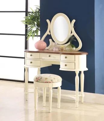 Produktbild von Klassischer Schminktisch Spiegel Luxus Konsole Hocker Make up Tisch Landhaus Neu