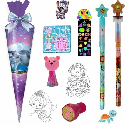 Produktbild von Stylex Schultüte Delfine 25 cm gefüllt