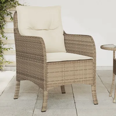 Produktbild von Maison Exclusive - Gartenstühle mit Kissen 2 Stk. Beige Poly Rattan