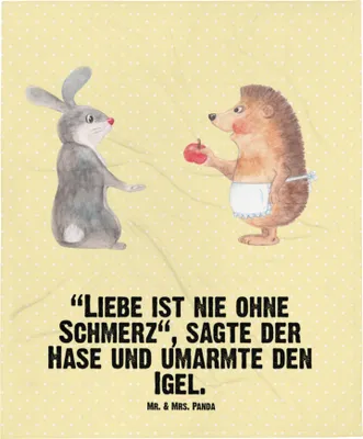 Produktbild von Mr. & Mrs. Panda Plaid Hase Igel - Gelb Pastell - Geschenk, und, Schlummerdecke, Liebe Spruch, Lustige Sprüche, Babydecke, Fleecedecke, Trösten, Erstlingsdecke