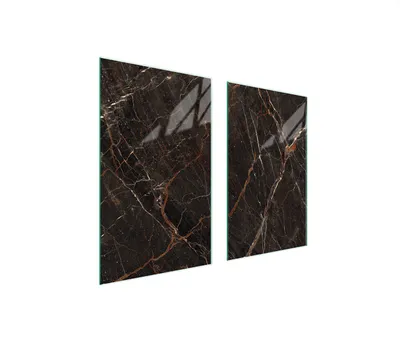 Produktbild von Herdabdeckplatten 2 teilig 75x52 Glaskeramikkochfeld Abdeckung Glas Schneidebrett Marmor Braun
