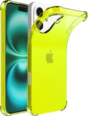 Immagine prodotto di Smartphonica Custodia per iPhone 16 Plus Custodia trasparente in silicone antiurto con bordo antiurto - Custodia antiurto - Giallo neon