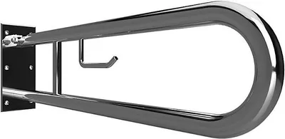 Produktbild von BELP Stützklappgriff in U-Form mit Toilettenpapierhalter Edelstahl poliert 100x250x766 mm, 120 kg Traglast für Bad & WC >> zum Bohren