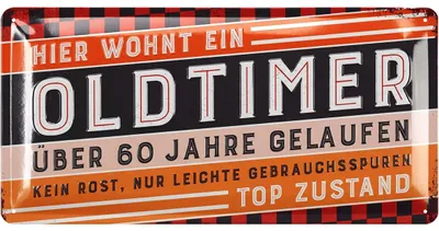 Produktbild von Retro Blechschild 60 Geburtstag Schild, 60 JAHRE OLDTIMER, Alternative zu Geburtstagskarte 60, witziges Geschenk 60 Geburtstag Mann, Metallschild