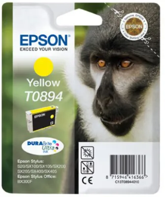 Produktbild von Epson Monkey Tintenpatrone Yellow T0894 DURABrite Ultra Ink, Gelb, Tinte auf Pigmentbasis, 1 Stück(e)