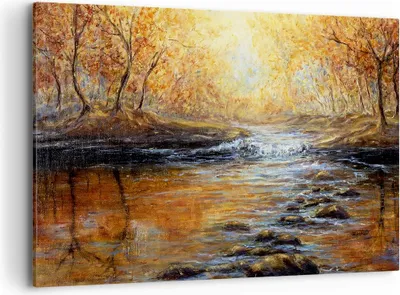 Produktbild von Bild auf Leinwand - Leinwandbild - Bach Park Baum - 120x80cm - Wand Bild - Wanddeko - Wandbilder - Leinwanddruck - Bilder - Kunstdruck - Wanddekoration - Leinwand bilder - Wandkunst - AA120x80-3973