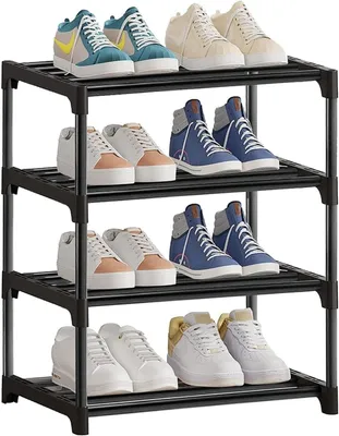 Produktbild von Schuhregal 4 Ebenen, Metall, stapelbar, für Flur