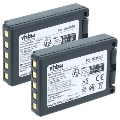 Produktbild von vhbw 2x Akku Ersatz für Teleradio M245060, 22.381.2, D00004-02 für Industrie-Funkfernsteuerung Fernbedienung (1800 mAh, 3,7 V, Li-Polymer) - Schwarz