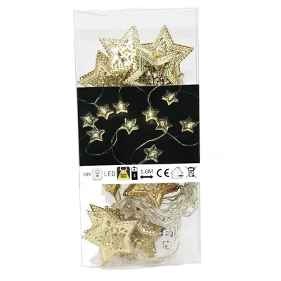 Immagine prodotto di Luci di fata con piccole stelle dorate decorate 10 LED 160 cm