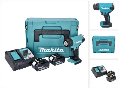 Produktbild von Makita DHG 180 RMJ Akku Heißluftgebläse 18 V 550 °C + 2x Akku 4,0 Ah + Ladegerät + Makpac