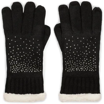 Produktbild von styleBREAKER warme Handschuhe mit Strass und Fleece, Winter Strickhandschuhe, Da
