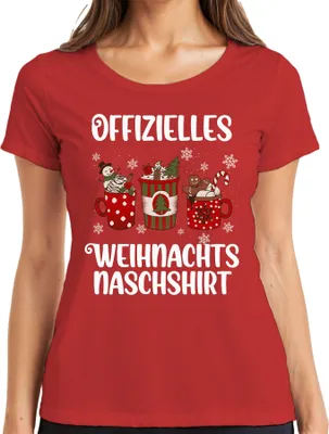 Produktbild von Weihnachten Naschen Faultier Lustig - Weihnachtsgeschenk Christmas Damen T-Shirt, Rot, XL