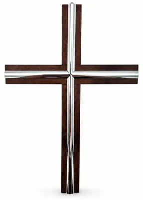 Wandkreuz Buchenholz 20x14 cm mit Silberinlays, handgefertigt