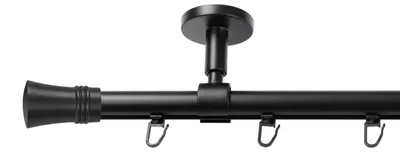 Produktbild von SN Deco Gardinenstange Innenlauf Lyon, 19 mm, 1-läufig, Stahl, Komplett-Set mit Ringen, Profildeckentrager, 180 cm, schwarz
