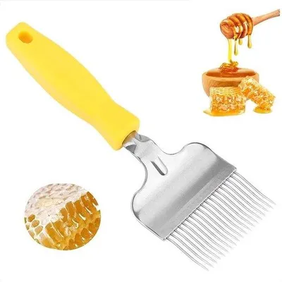 Productafbeelding van Bijenkorfverwijderaar - RVS-tand - Plastic handvat - Accessoire voor het bewerken van bijenkasten - Honingrasp - 22 x 7 cm - Accessoire voor bijenkasten