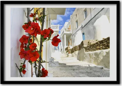 Produktbild von Bild - Bilder - Bilderrahmen - 70 cm x 50 cm - MDF-Rahmen, Wandkunst Mykonos Griechenland