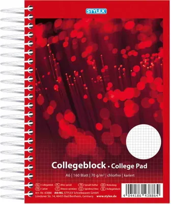 Produktbild von Stylex 43886 Spiral-Collegeblock, DIN A6, kariert