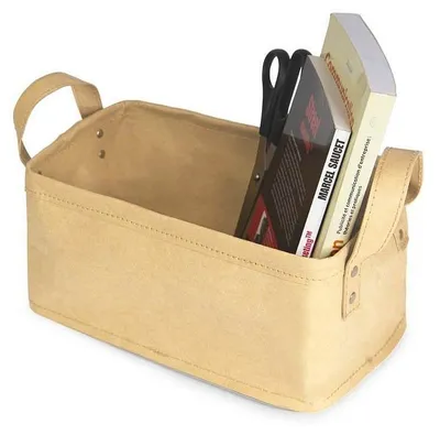 Productafbeelding van Opbergmand "Košík Compactor", ecologisch, met twee handgrepen, beige, 28 x 18 x 13 cm