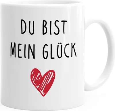 Produktbild von Kaffeetasse Du bist mein Glück Geschenk Valentinstag Liebe Spruch MoonWorks® weiß unisize
