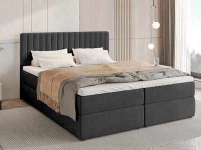 BroMARKT Boxspringbett DREAM mit 2 Bettkasten, Bonell-Matratze, Polsterbett, Bett (Anthrazit, Cosmic 100, 180 x 200 cm)
