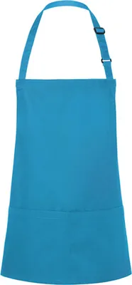 Zdjęcie produktu dla Karlowsky krótki fartuch BASIC z klamrą i kieszenią 75 x 60 cm unisex mieszanka poliestru i bawełny turkusowy