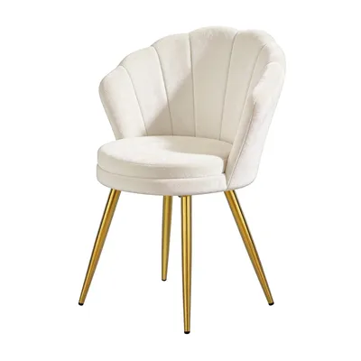 Image de lot de 1 chaises de salle à manger en velours Chaise de salle à manger Chaise de cuisine au design vintage blanc