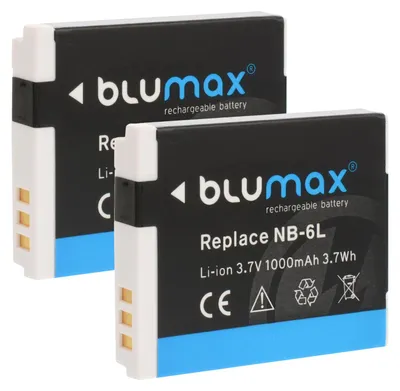 Produktbild von 2x Blumax Akku | für Canon NB-6L Digitalkamera | Kapazität 1000mAh  |Spannung 3,7Volt | Video- und  Kamerazubehör