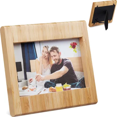 Produktbild von Relaxdays Bambus Bilderrahmen, Fotorahmen zum Hinstellen, hoch & quer, befüllbarer Stehbilderrahmen, 10x15cm Foto, natur