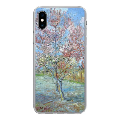 Produktbild von MuchoWow® Handyhülle Schutzhülle Hülle für iPhone Xs Der rosa Pfirsichbaum - Vincent van Gogh Silikon Softcase Handy Hülle - Handytasche