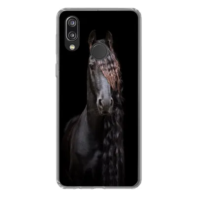 Produktbild von MuchoWow® Handyhülle Schutzhülle Hülle für Huawei P20 Lite (2020) Pferde - Friesisch - Mähne - Schwarz - Tiere Silikon Softcase Handy Hülle - Kartenhalter