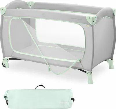Produktbild von Hauck Kinderreisebett Sleep N Play Go Plus mit Transporttasche und Großen Schlupf zum Spielen, Klein Zusammenklappbar, Dusty Mint
