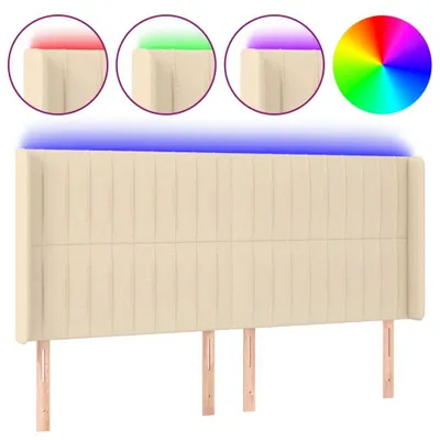 Image de vidaXL Tête de lit LED Crème 163x16x118/128 cm Tissu