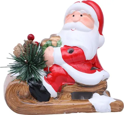 Produktbild von Weihnachtsmann-Schlittenfigur, beleuchtete Keramik-Weihnachtsmannstatue, LED-Tischdekoration für Feiertagsregal, Kaminsims, Innen- und Außendekoration