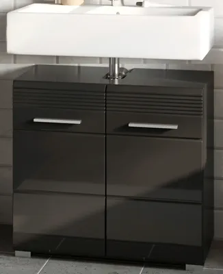 Produktbild von Waschbeckenunterschrank "Leon" schwarz Hochglanz Badezimmer Unterschrank 60 cm
