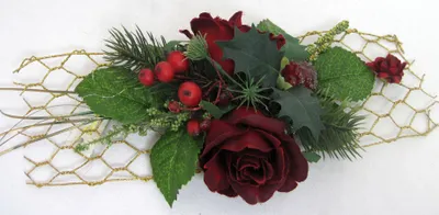 Produktbild von Weihnachtliche Tischdekoration Rose rot grün ca. 27 cm