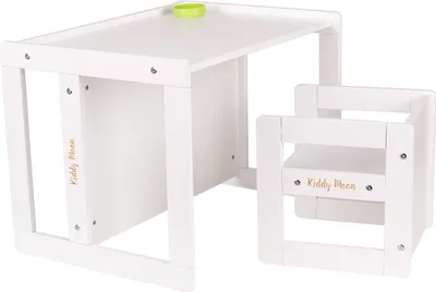 Produktbild von KiddyMoon Kindertisch Mit Stuhl Sitzgruppe Kindermöbel Tisch Stuhl Bank Aus Holz, weiß