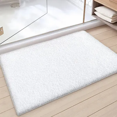 Immagine prodotto di Tappetino da bagno assorbente, antiscivolo e lavabile in lavatrice, 51 x 81 cm, bianco