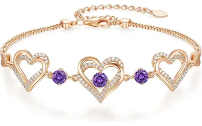 Produktbild von Armband Damen 925 Sterling Silber Herz Rosegold Geburtsstein Zirkonia Geschenk