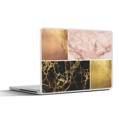Produktbild von MuchoWow® Laptop Aufkleber Sticker Cover Marmor - Rosa - Gold 25x18 cm - Laptop-Deko