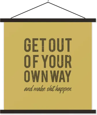 Produktbild von MuchoWow® Textilposter Jahrgang - Text - Gelb 40x40 cm mit schwarzem Rahmen - Fotos