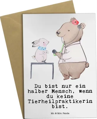 Produktbild von Mr. & Mrs. Panda Grußkarte Tierheilpraktikerin Herz - Weiß - Geschenk, osterkarte, weihnachtskarten, einladungskarten, osterkarten, Grußkarten, dankeskarten